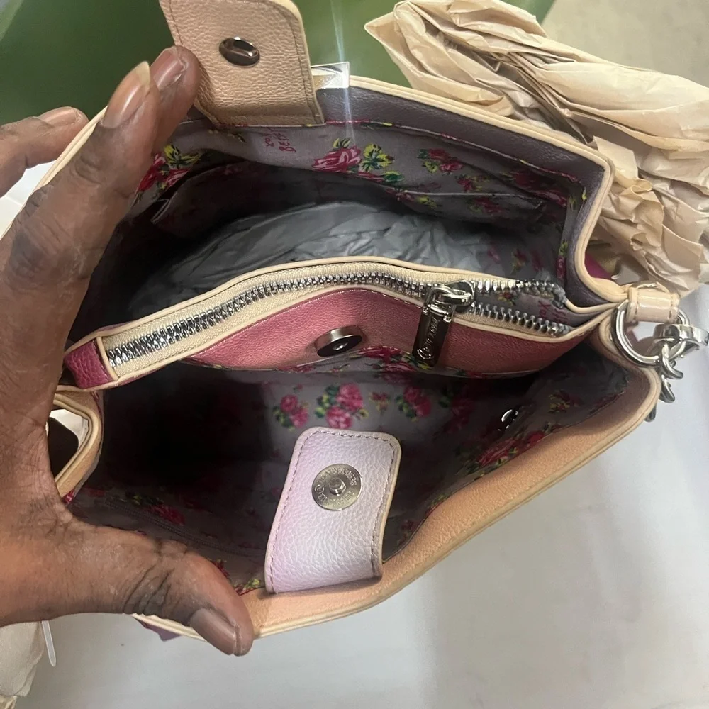 NWT Betsy Johnson Trista Bucket Bag with Scarf and chain